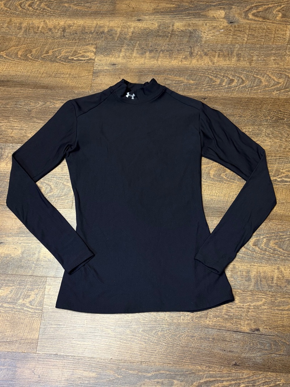 Under Armour ColdGear Mock Neck Shirt Womens Large Base Layer Black Long Sleeve